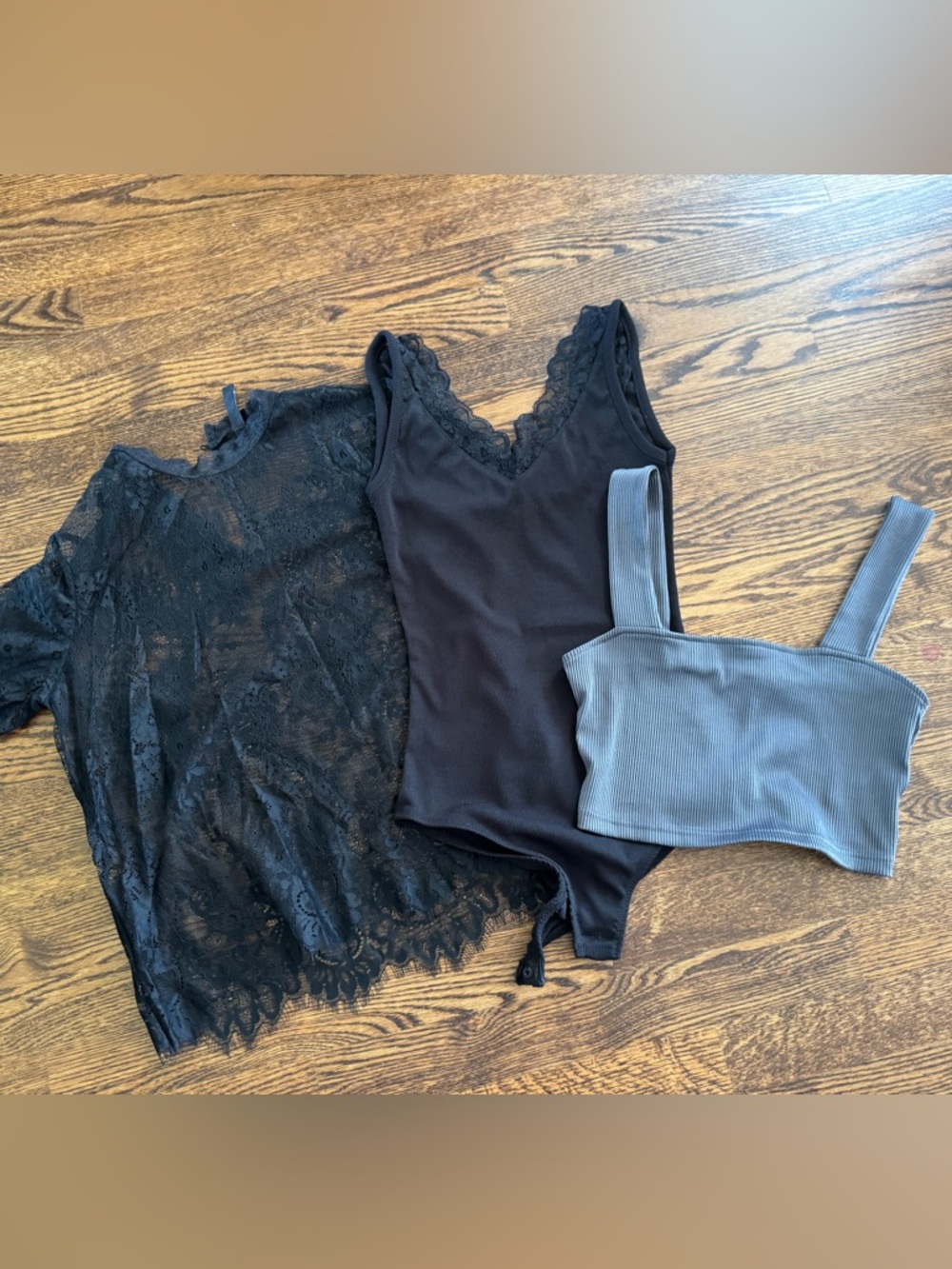 Set of H&M Tops Black Lace & Ribbed Tank Top - size small